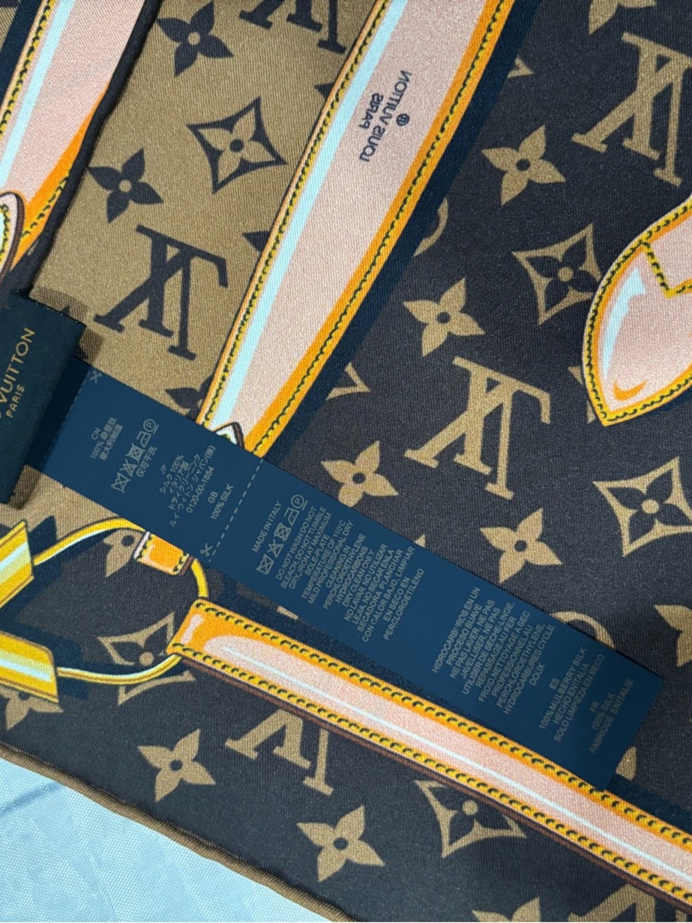 Louis Vuitton Brown Monogram SquareSilk Scarf - Picture 3 of 3